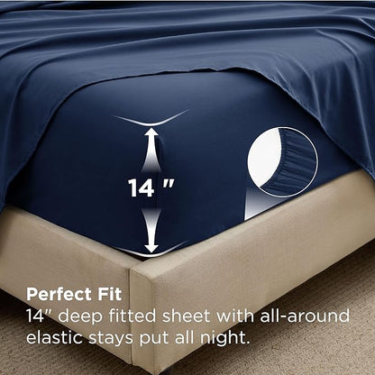 Bedsure 5 Pieces Twin Comforter Set Premium Series, Hotel Luxury Soft Bed in a Bag, Goose Down Alternative, Safe for Sensitive Skin Bedding Comforter All Season Medium Warmth, Navy Blue Twin Size