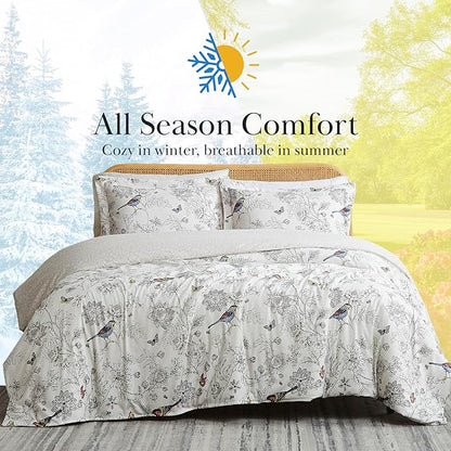 Southshore Fine Living, Inc. 3-Piece Full or Queen Comforter Set with 2 Pillow Shams, Down Alternative Comforter, Cozy Microfiber, Matching Bedding Set and Room Décor, Full/Queen, Bayberry Botanical
