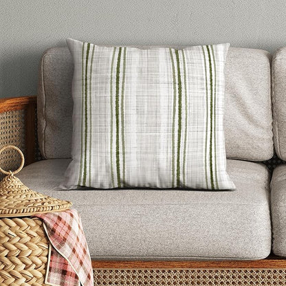 Americanflat 18x18 Throw Pillow with Sewn-in Insert - All-in-One Decorative Pillows - No Cover Needed - Soft and Durable Cushion for Bed or Sofa - Polyester - Green and White