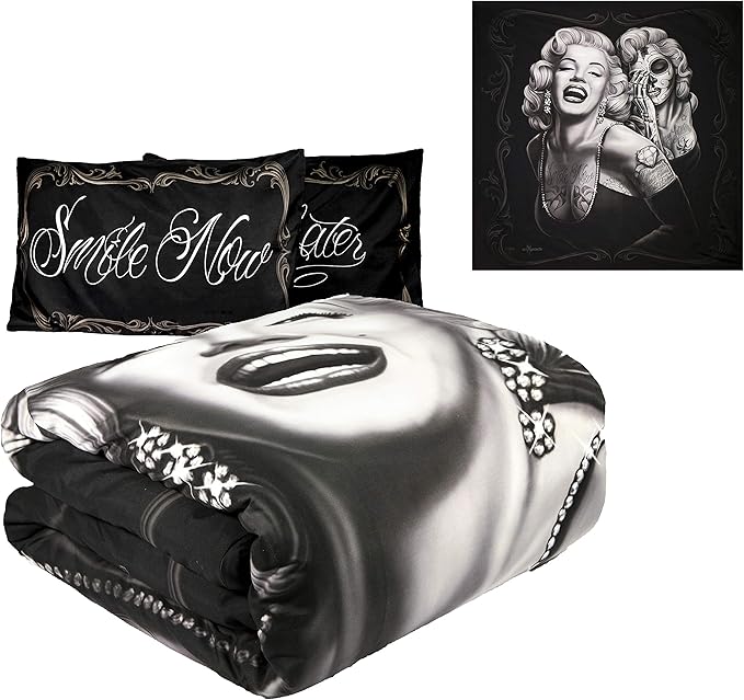 JPI Comforter Set Queen - Smile Now - QUEEN BED 86"x 86" with 2 Pillow Shams