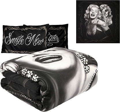 JPI Comforter Set Queen - Smile Now - QUEEN BED 86"x 86" with 2 Pillow Shams