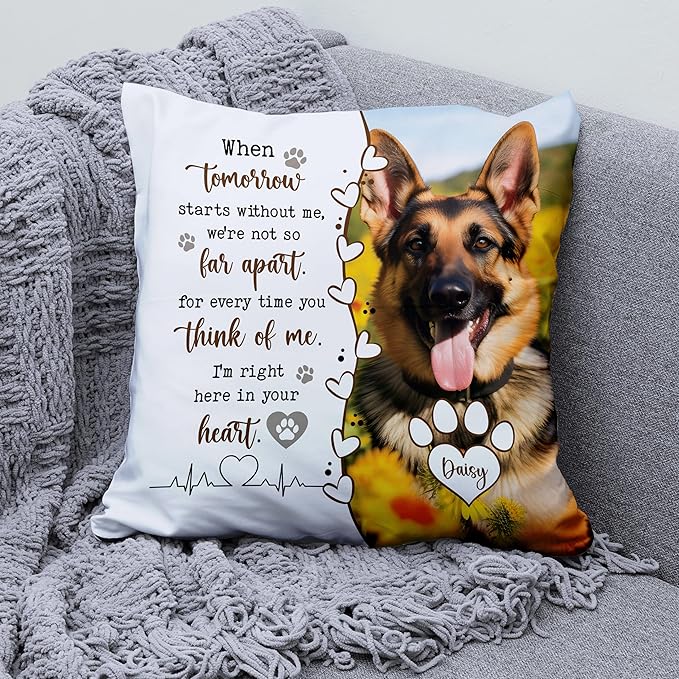 Personalized Pet Photo Memorial Throw Pillow (Insert Included), Sympathy Gift for Pet Loss, Dog Loss Gift, Photo Pillow Case Cover