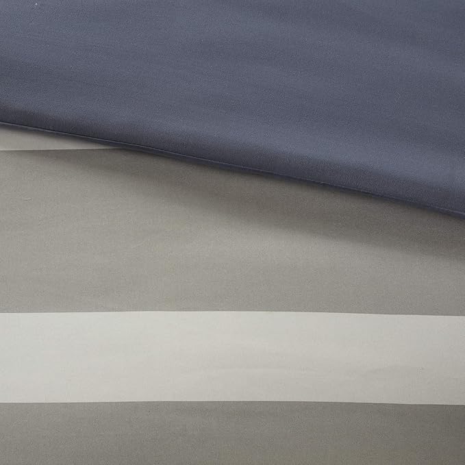 Intelligent Design Marsden Comforter Stripes Design Embroidered Toss Pillow Casual All Season Bedding Matching Sham and Complete Sheet Set, Twin XL, Blue/Grey 6 Piece