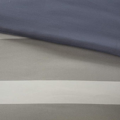 Intelligent Design Marsden Comforter Stripes Design Embroidered Toss Pillow Casual All Season Bedding Matching Sham and Complete Sheet Set, Twin XL, Blue/Grey 6 Piece