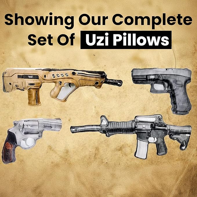 Caliber Gourmet Hug Soft Tactical Automatic Handgun Throw Pillow | Cotton Plush Stuffed Decorative Pillow with Soft Cushion, Men's Apartment Decor Aesthetic, Loved by Military Personnel, Veterans