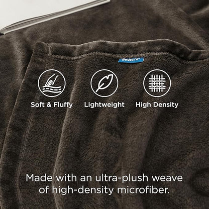 Bedsure GentleSoft Fleece Blankets Queen Size Brown - Bed Blanket Soft Lightweight Plush Fuzzy Cozy Luxury Microfiber, 90x90 inches