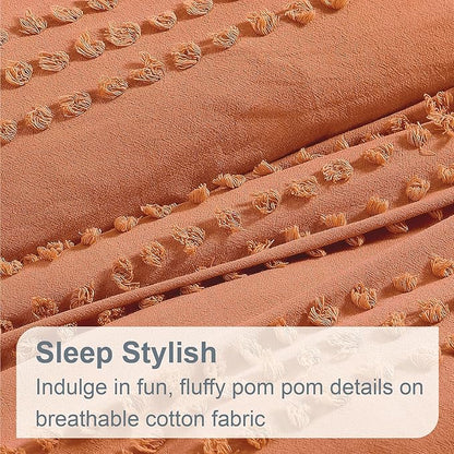 Swift Home Marilla 100% Cotton Prewashed Yarn-Dyed Dobby Clip Dot 5-Piece Bedding Comforter Set, All Season & Breathable, Oeko-TEX Certified – Brick, King