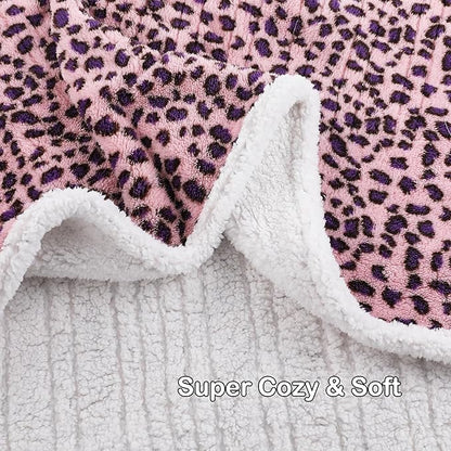 Electric Heated Blanket Full Size 72"×84" with 9 Heating Levels & 1-10Hs Auto Off, Plush Sherpa, Energy Efficient, Machine Washable, for Couch & Bed, Leopard Print Pink & Purple