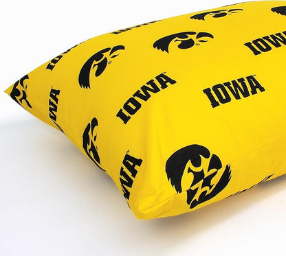 College Covers Everything Comfy Iowa Hawkeyes Pillowcase Pair, Standard, 20" x 30", Includes 2 Pillowcases