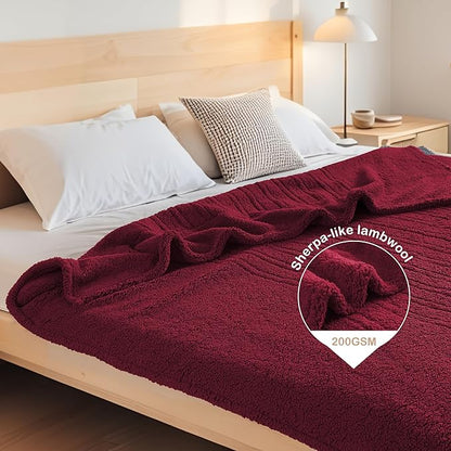 Electric Heated Blanket Full Size 72"×84" with 9 Heating Levels & 1-10Hs Auto Off，Double Sided Plush Sherpa, Energy Efficient, Machine Washable, for Couch & Bed, Red