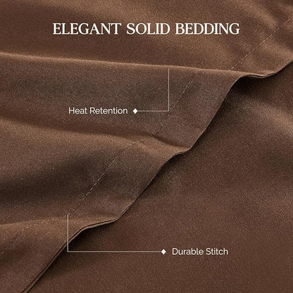 Andency Dark Brown Queen Size Comforter Set, 3 Pieces Boho Solid Bedding Comforters & Sets, Modern Reversible Soft Lightweight All Season Bed Set for Men Women (90x90Inch Comforter & 2 Pillowcases)