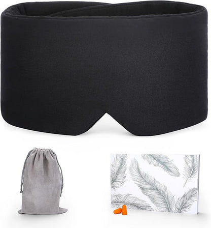 FRESHME Sleep Mask Blackout - Handmade Cotton Sleep Mask for Women Men Eye Mask for Sleeping Black Soft Eye Cover for Sleeping with Adjustable Veclro Breathable Eye Blindfold for Night Nap Travel