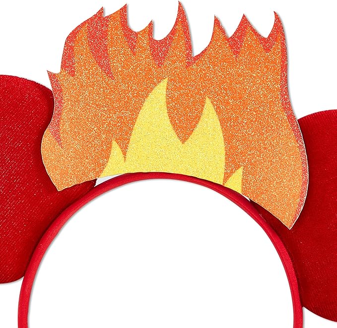 Flame Mouse Ear Headbands,Sparkle Mouse Ears Headband for Boy Men Cartoon Princess Costume Cosplay Decoration