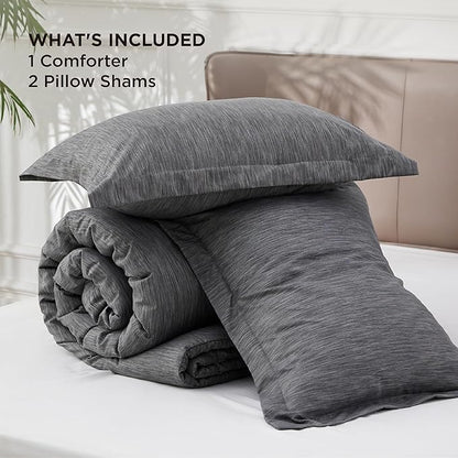 Bedsure California King Comforter Set -Charcoal Grey Soft Bedding for All Seasons, Cationic Dyed Bed Set, 3 Pieces, 1 California King Size Comforter (104"x96") and 2 Pillow Shams (20"x36"+2")