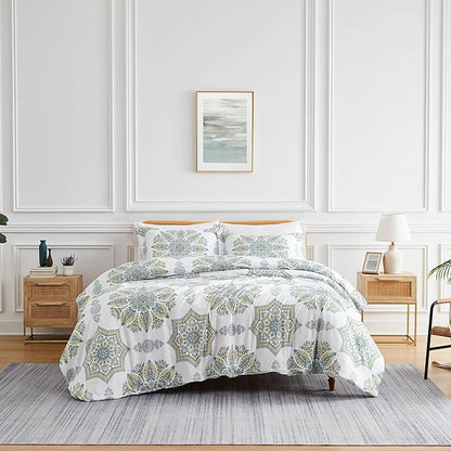 Southshore Fine Living, Inc. Oversized King Sized Comforter Bedding Set, Down Alternative Boho Bedspread, Paisley Floral Print Comforter, California/King with 2 Matching Shams, Aqua