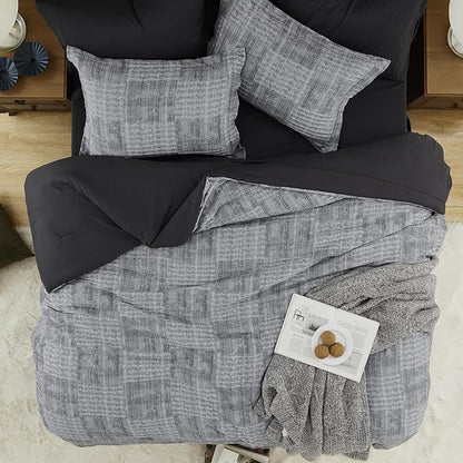 MaiRêve Charcoal Grey California King Comforter Set, Cozy& Lightweight Bed in A Bag, All Season Cal King Comforter Set with Comforter, Fitted Sheet, Flat Sheet 108"x 92"
