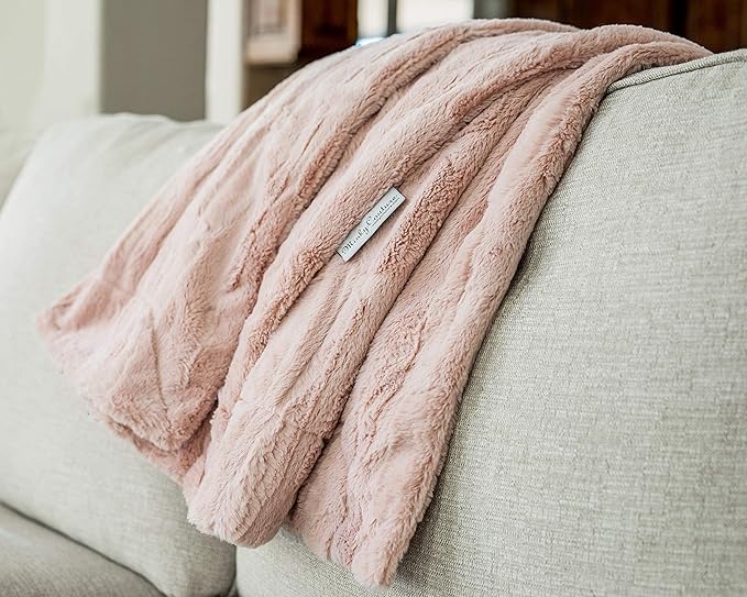 Minky Couture Sorbet Blanket - Ultra-Soft Throw for Silky Smooth Comfort - Premium Decorative Throw Blanket - Midweight, Breathable Fabric - Machine Washable Monster, Blush