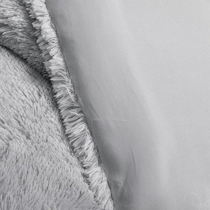 Lush Decor Emma Soft Fluffy Faux Fur Kids College Dorm Oversized Comforter Set, Twin-XL, Light Gray - Warm Plush 2 Piece Bedding Set