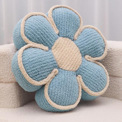 Blue Flower Pillow Decorative Throw Pillows Daisy Shaped Cute Soft Floor Cushion for Couch Bed Preppy Room Bedroom Decor Aesthetic (1, Blue, 16 Inch)