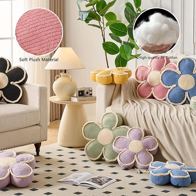 Flower Pillow Pink Flowers Shaped Cushion Decorative Daisy Pillow for Bed Couch Cute Throw Pillows
