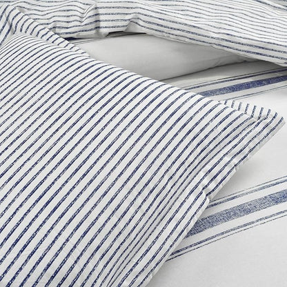 Lush Decor Farmhouse Stripe Reversible Cotton Comforter Set, 3 Piece Set, King, Navy - Cozy Farmhouse Bedding Set - Rustic Decor - Striped Comforter - Modern Farmhouse Bedroom Decor