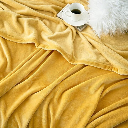 Hansleep Fleece Yellow King Blanket, Super Soft Flannel Fuzzy Plush Cozy Blanket for All Seasons, Yellow, King 90x108 Inches