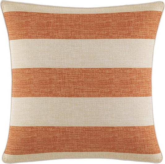 Tommy Bahama - Throw Pillow, Ideal for Bed or Couch, Striped Design, Cozy Home Essentials (Palmiers Dark Orange, 18" x 18")