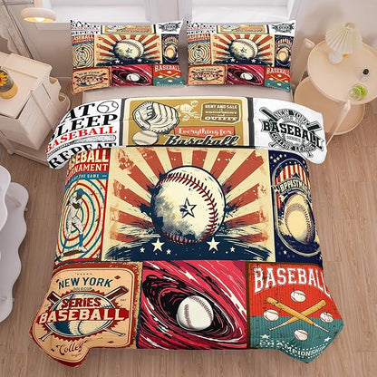 Tailor Shop Baseball Boys Comforter Sets Full Size,Baseball Bedding Sets for Boys Kids Teens with 2 Pillowcase……