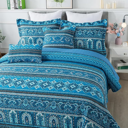 BEDIFANY Cotton California King Size Quilt Sets, Lightweight Overiszed King Bedspread Soft Quilted Reversible Boho Coverlets Set for Bed Decorations for All Seasons, 3 Pieces