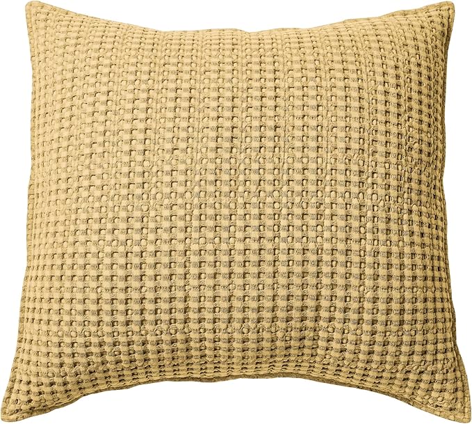 Levtex Home - Mills Waffle - Decorative Pillow - Poly Filled - Ochre - Sham Size (20 x 20in.)