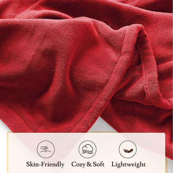 Electric Heated Blanket 72"x84" Full Size Coral Fleece - 4 Heat Settings & 10H Auto Shut Off for Safe Overnight Use, Fast Heating, Machine Washable for Bed, Couch, Office - Red