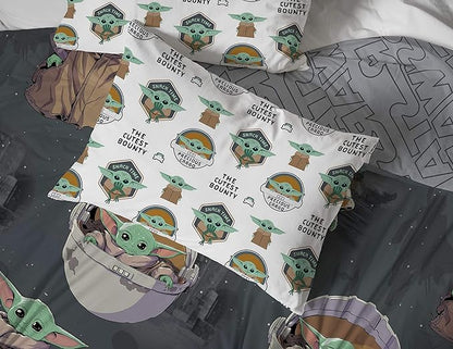 Jay Franco Star Wars The Mandalorian The Child 5 Piece Full Bed Set - Includes Reversible Comforter & Sheet Set - Bedding Features Baby Yoda - Super Soft Fade Resistant Microfiber