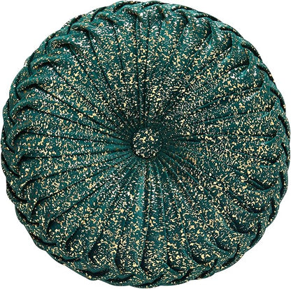 EUCIOR Round Throw Pillows,Christmas Pillows,Green and Gold Throw Pillows,Pumpkin Pleated Handmade Velvet Decorative Pillow for Sofa Bedroom Livingroom