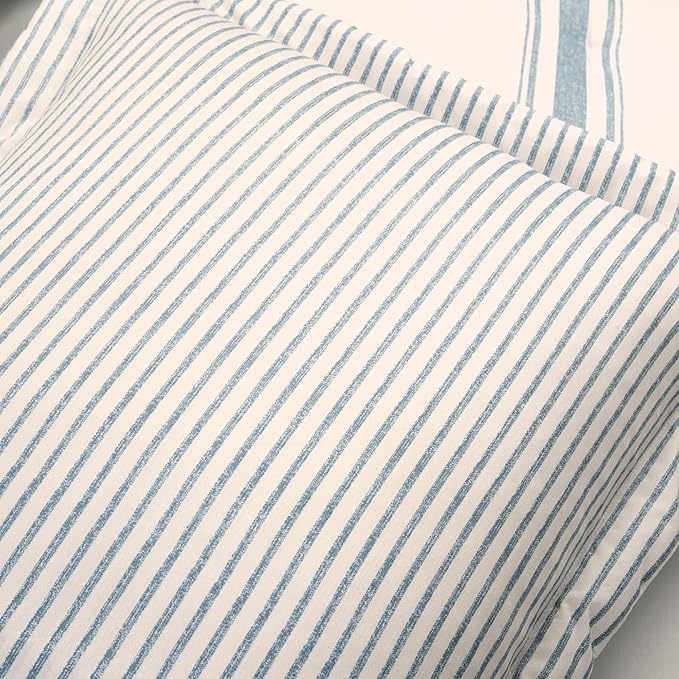 Lush Decor Farmhouse King Size Comforter Set, Reversible Cotton, 3 Piece Set, California King, Blue - Cozy Bedding - Rustic Decor - Modern Farmhouse Bedroom Decor