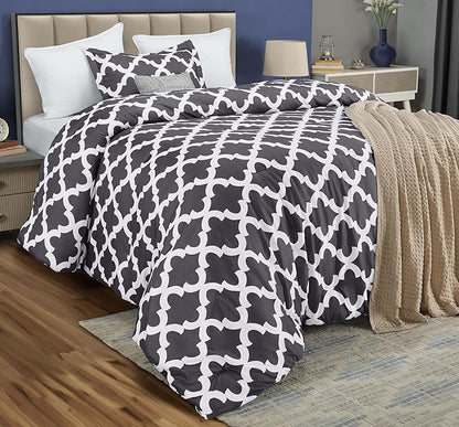 Twin Comforter Set 2 Piece Grey by Utopia Bedding, Printed Comforters Twin Size, Bedding Comforters Sets, Down Alternative Soft Bed Set, 1 Comforter (64 x 88 inches) 1 Pillow Shams (20 x 26 inches)