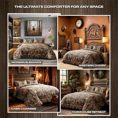VISI-ONE Realtree Edge Camo Full 3 Piece Comforter Set – Rustic Western Country Style with Farmhouse Vibes, Perfect All Season Bedding for Lodge, Cabin, Outdoor Lovers, Nature Lovers