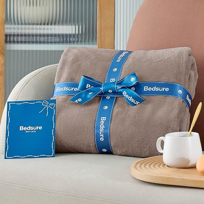 Bedsure GentleSoft Fleece Throw Blanket for Couch Mocha Brown - Lightweight Plush Fuzzy Cozy Soft Blankets and Throws for Sofa, 50x60 inches