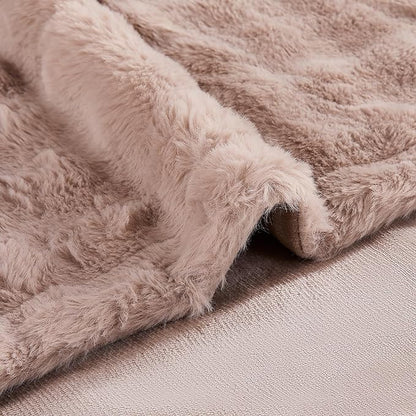 Modern Threads Water-Resistant Faux Rabbit Fur Pet Blanket for Dogs & Cats – Ultra-Soft Couch, Bed & Crate Protector, 50x60 Khaki