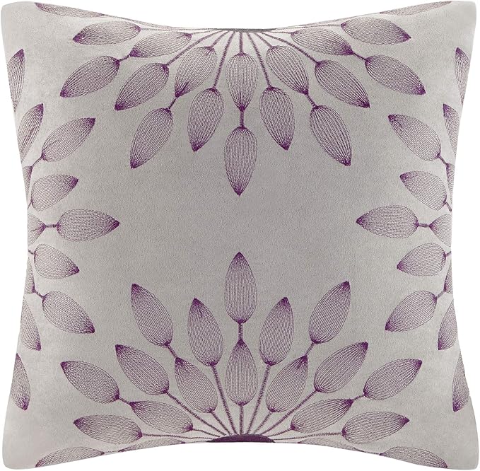 Madison Park Palmer Comforter Set - Faux Suede Design, Striped Accent, All Season Down Alternative Bedding, Matching Shams, Decorative Pillow, Bed Skirt, King (104 in x 92 in), Purple 7 Piece