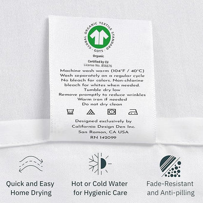 California Design Den Soft 100% Organic Cotton Sheets Queen Size Bed Set - Crisp and Cool Percale, Deep Pocket Organic Sheets with Anti-Skid Elastic, Breathable and Durable Bedding Set - Riviera Blue
