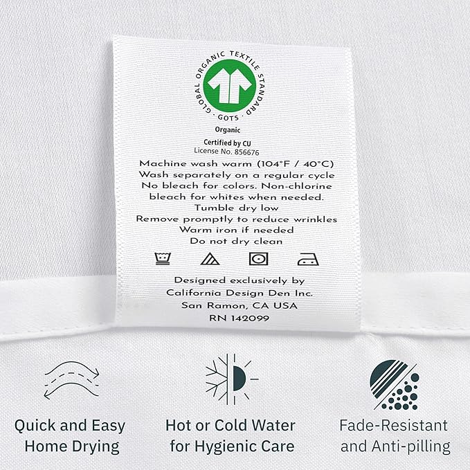 California Design Den King Sheets Set - Soft 100% Organic Cotton Sheets with Deep Pockets, Crisp Percale, Breathable and Durable Bedding Set - Ivory (Cream Tone)
