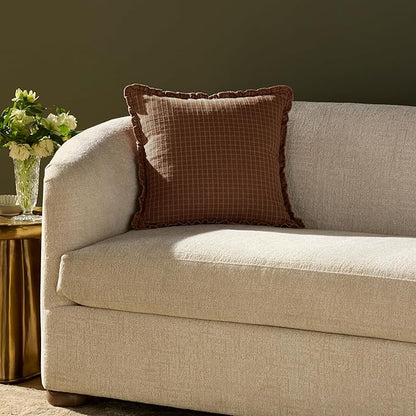 Loloi Chris Loves Julia Dinah Collection PCJ0012 Chestnut 18'' x 18'' Cover w/Down Pillow