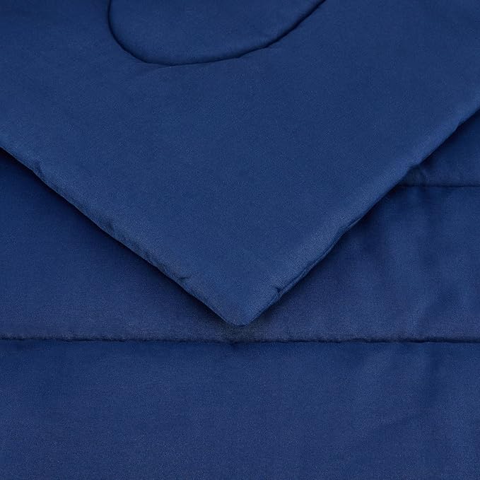 Amazon Basics 2-Piece Soft Microfiber Kid's Comforter and Pillow Sham Set, Twin, Navy, Solid