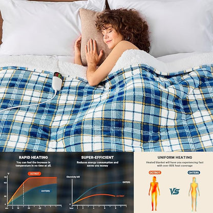 Heated Weighted Blanket for Adults Throw/Twin Size 13Lbs, 50"x60", 2-in-1 Electric Heating Pad Lap Heavy Blanket for 120-140lbs, 10 Heat Level 1-8H Auto-Off, Christmas Birthday Gifts for Women Mom Men