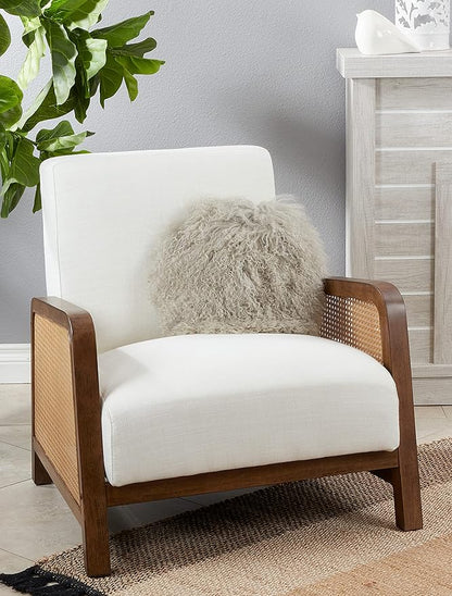 SARO LIFESTYLE Mongolian Lamb Fur Poly Filled Throw Pillow