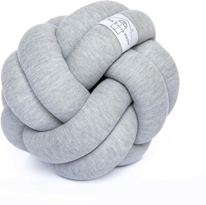 Large Knot Pillow Cotton Knot Pillow Ball | 11in. Ball Pillow in 3 Classy Colors | Modern Home Decorative Knot Throw Pillow Knot Pillows | Knotted Pillow | Knot Ball Pillow (Grey)