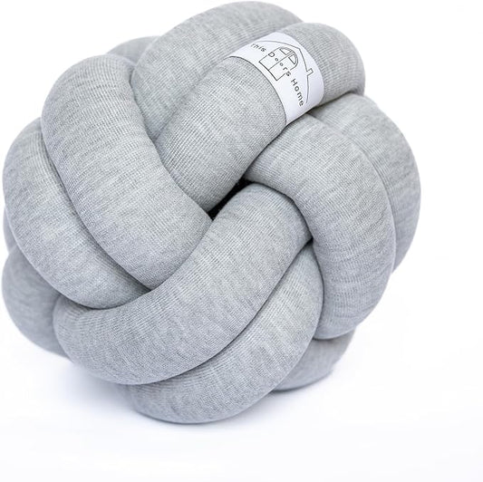 Large Knot Pillow Cotton Knot Pillow Ball | 11in. Ball Pillow in 3 Classy Colors | Modern Home Decorative Knot Throw Pillow Knot Pillows | Knotted Pillow | Knot Ball Pillow (Grey)