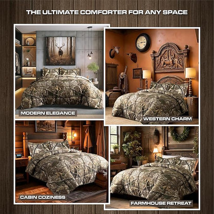 VISI-ONE Realtree APX Camo Full 3 Piece Comforter Set – All-Season Lightweight Microfiber Rustic Western Style Bedding for Hunters, Outdoor & Nature Lovers, Ideal for Cabin, Lodge, Mancave, Camp