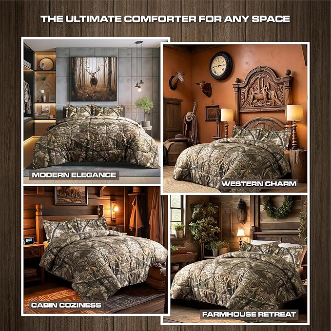 VISI-ONE Realtree APX Camo King 3 Piece Comforter Set – All-Season Lightweight Rustic Farmhouse Decor Bed Set, Ideal Fit for Hunters, Nature & Outdoor Lovers, Mancaves, Cabins, Lodges & Modern Spaces