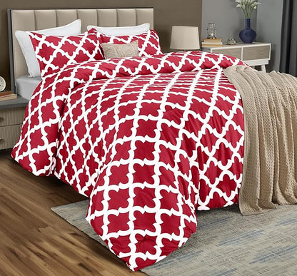 Queen Comforter Set 3 Piece Red by Utopia Bedding, Printed Comforters Queen Size, Bedding Comforters Sets, Down Alternative Soft Bed Set, 1 Comforter (88 x 88 inches) 2 Pillow Shams (20 x 26 inches)
